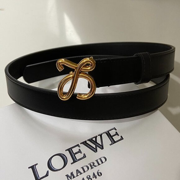 Loewe Black Belt With Gold Tone Buckle